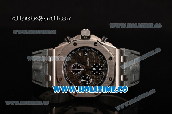 Audemars Piguet Royal Oak Offshore Chrono Swiss Valjoux 7750 Automatic Steel Case with Grey Leather Strap and Black Dial (J12) - Click Image to Close